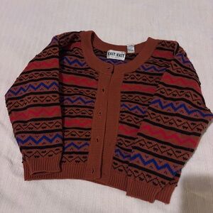 Vintage Knit Brown Patterned Cardigan sweater